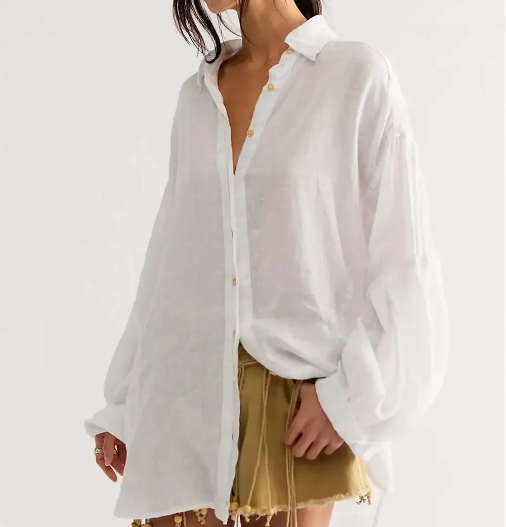 Selene Button Down Linen Shirt SZ Small